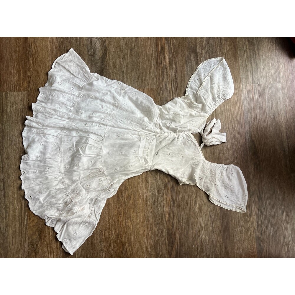 90s/2000s White Angie's Rayon Dress cut out back Sz M